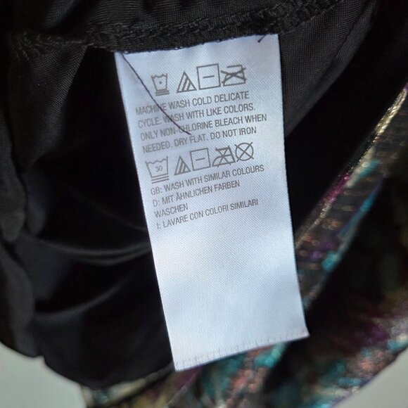 Susan Graver Occasions Foil Printed Knit Tie-Sleeve Blouse Top Plum/Teal 3X NWOT - Picture 11 of 11